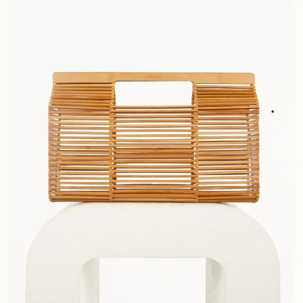 Cult Gaia Top Handle Bamboo Bag NWT Natural - Picture 1 of 8